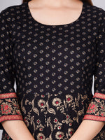 Thumbnail for Kalini Women Black & Red Ethnic Motifs Printed Round Neck Cotton Anarkali Kurta - Distacart