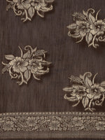 Thumbnail for Saree Mall Brown Floral Linen Blend Banarasi Saree - Distacart