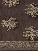 Thumbnail for Saree Mall Brown Floral Linen Blend Banarasi Saree - Distacart