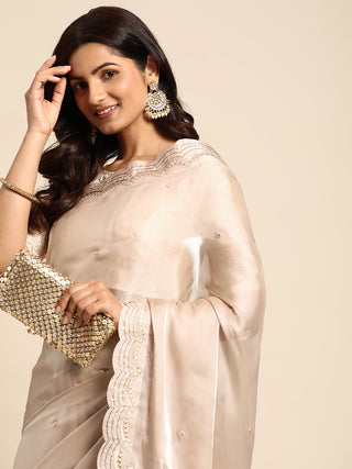 Mitera Sequinned Organza Saree - Distacart