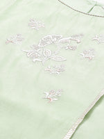 Thumbnail for Biba Women Sea Green & White Embroidered A-Line Kurta - Distacart