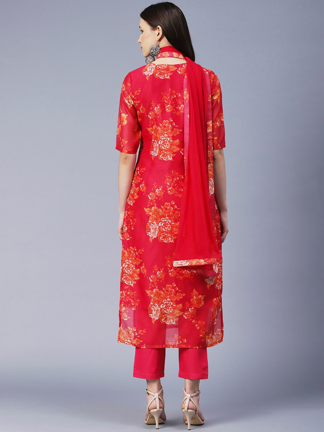 Kalini Floral Printed Straight Kurta with Trousers & Dupatta - Distacart