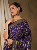 Thumbnail for Sangria Woven Design Zari Kanjeevaram Saree - Distacart