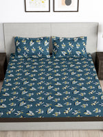 Thumbnail for Story@home Arena Grey & Yellow Floral Printed 180 TC Queen Bedsheet & 2 Pillow Covers - Distacart