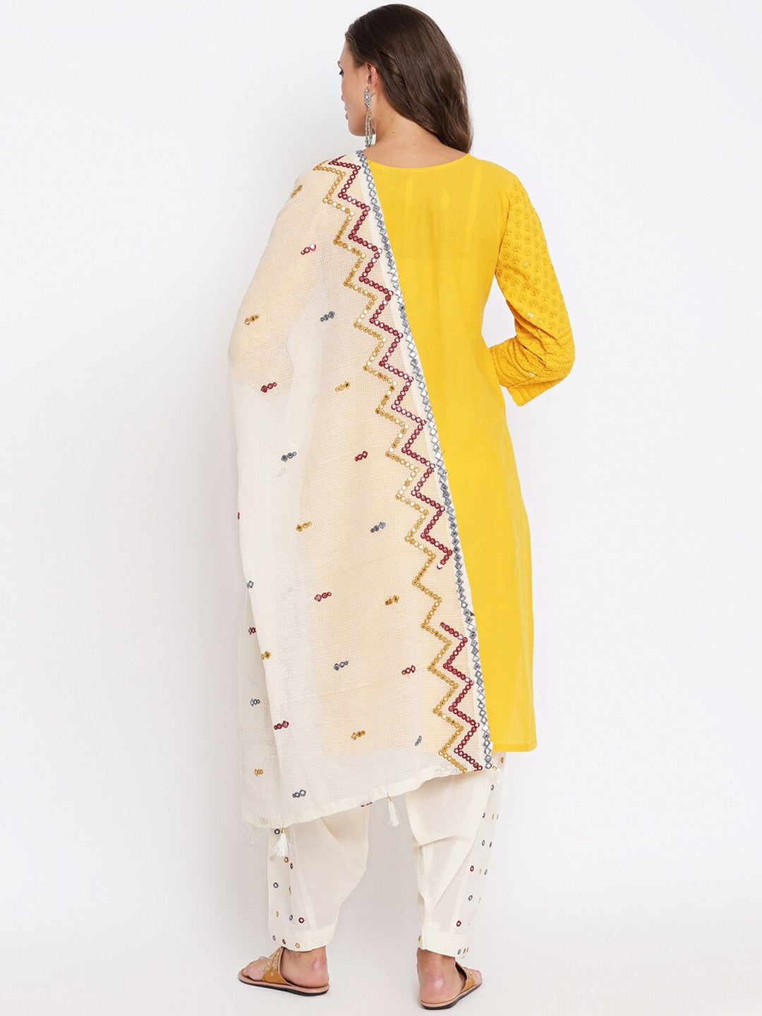 Kalini Women Embroidered Chakankari Pure Cotton Kurta with Salwar & With Dupatta - Distacart
