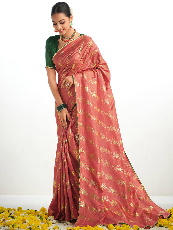 Sangria Ethnic Motifs Printed Zari Saree - Distacart