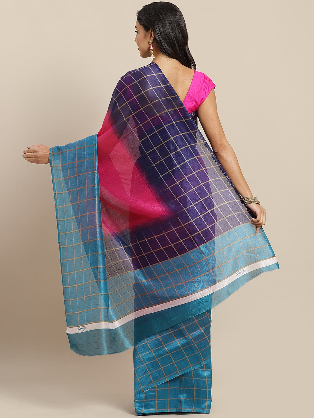 Saree Mall Pink & Purple Colourblocked Bhagalpuri Saree - Distacart