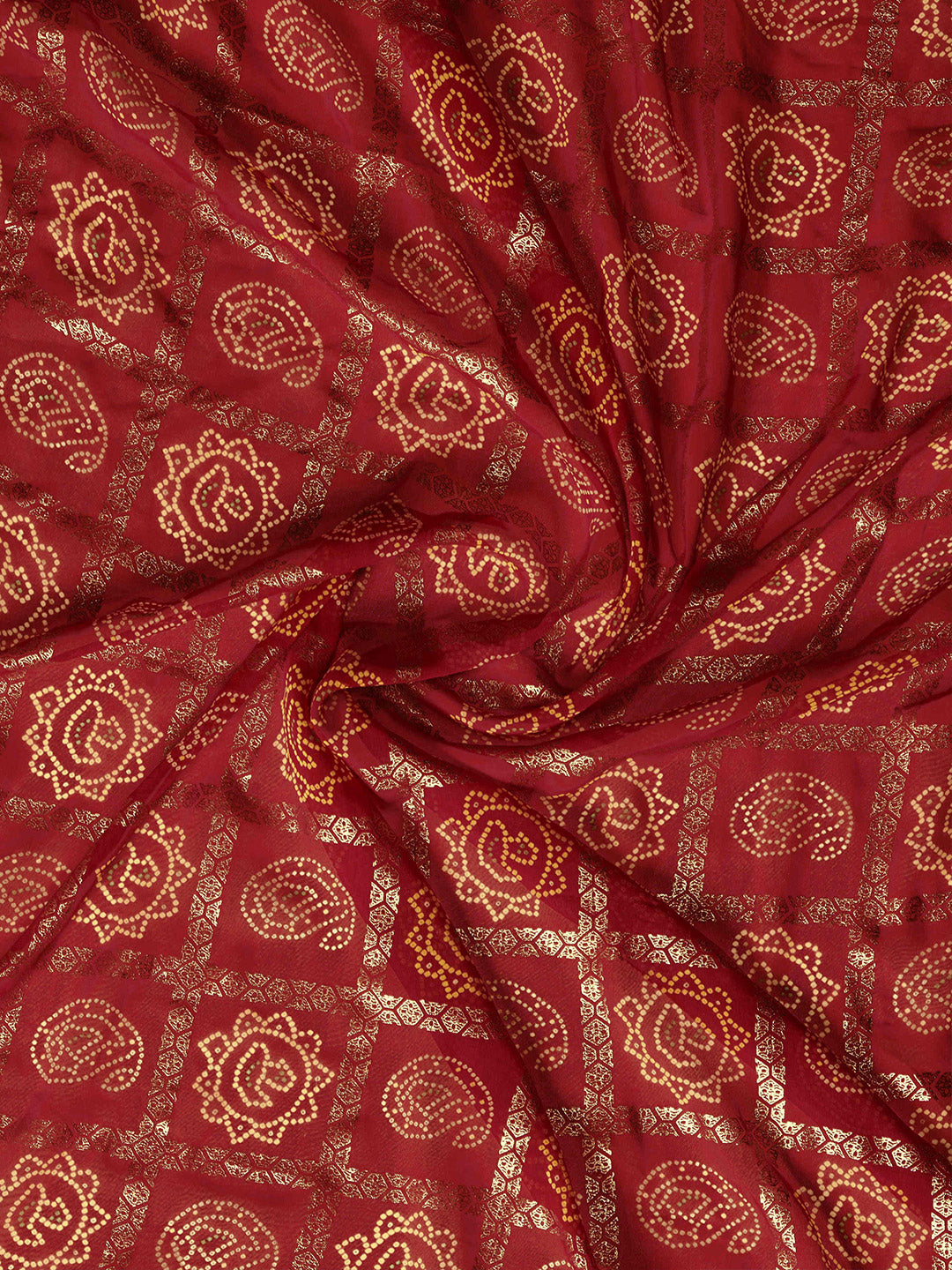 Mitera Bandhani Zari Pure Georgette Saree - Distacart