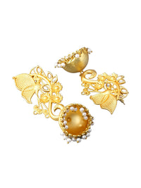 Thumbnail for Yellow Chimes Gold-Plated Dome Shaped Jhumkas Earrings - Distacart