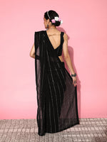 Thumbnail for Mitera Embellished Mirror Work Pure Georgette Saree - Distacart