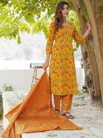 Thumbnail for Kalini Floral Printed Gotta Patti Pure Cotton Kurta with Trousers & Dupatta - Distacart