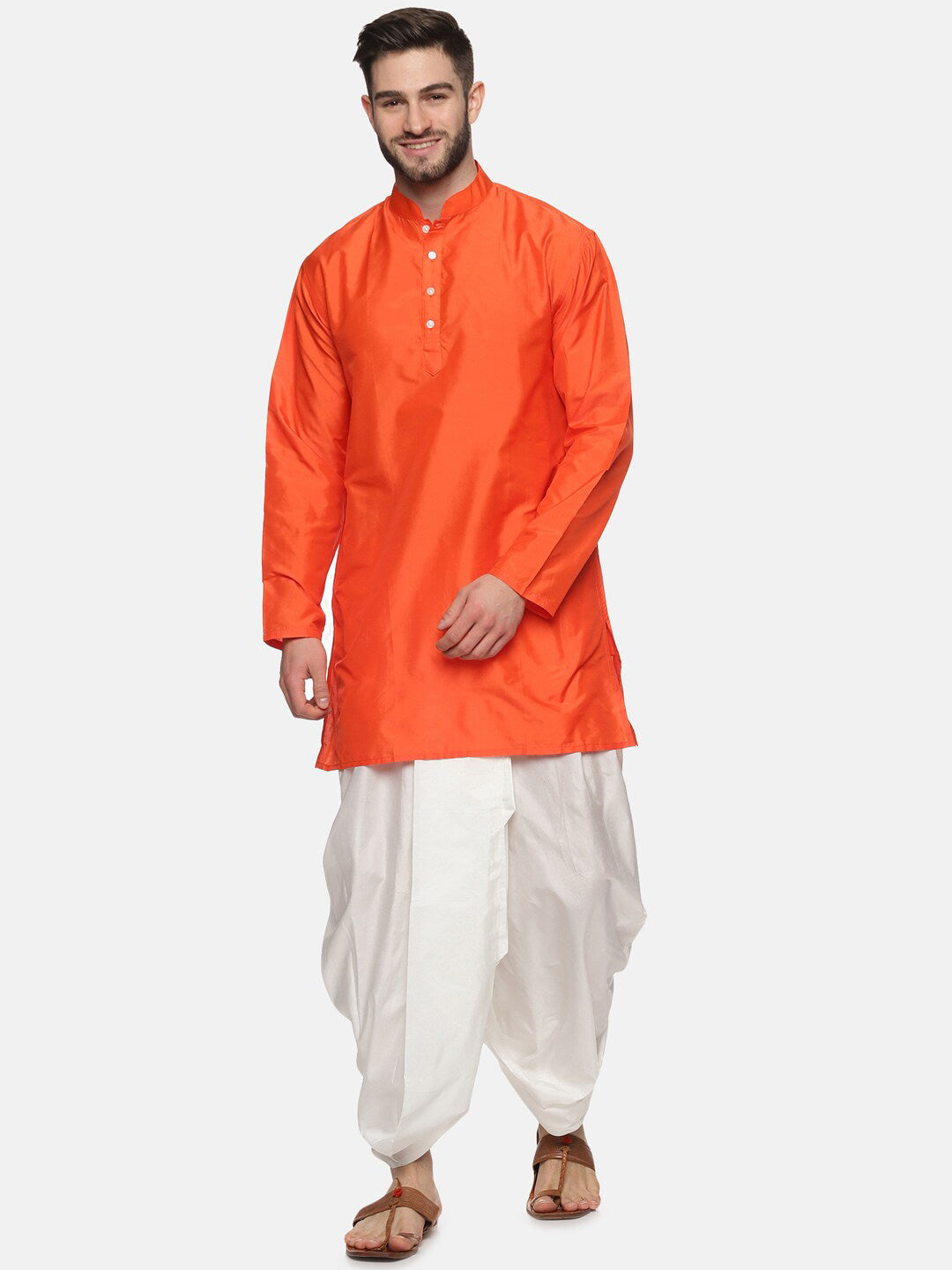 Sethukrishna Men Orange Kurta with Dhoti Pants - Distacart