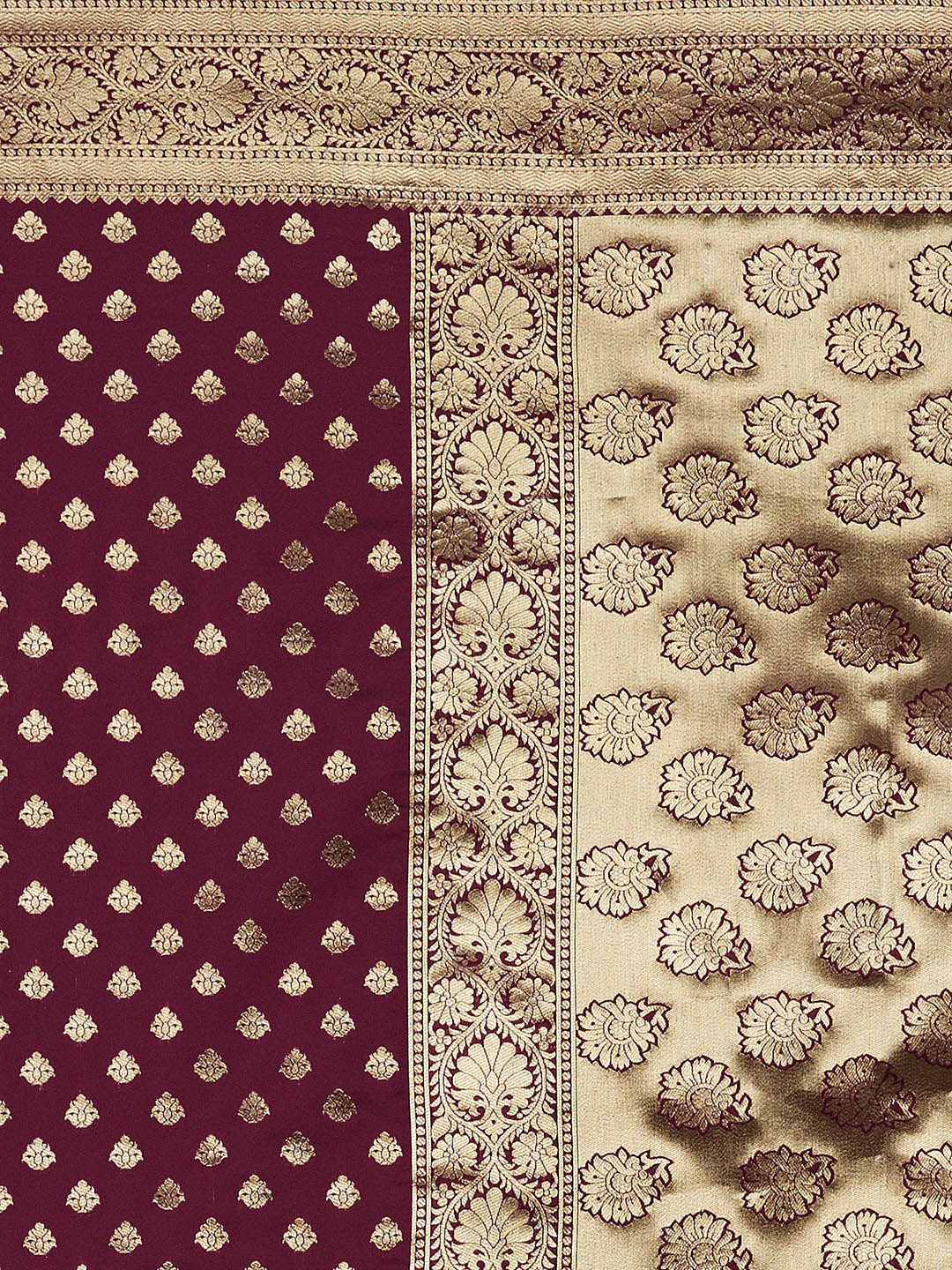 Mitera Magenta & Gold-Toned Silk Blend Woven Design Kanjeevaram Saree - Distacart