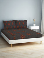 Thumbnail for SPACES Aurum Grey Ethnic Motifs Pure Cotton 140 TC Queen Bedsheet with 2 Pillow Covers - Distacart