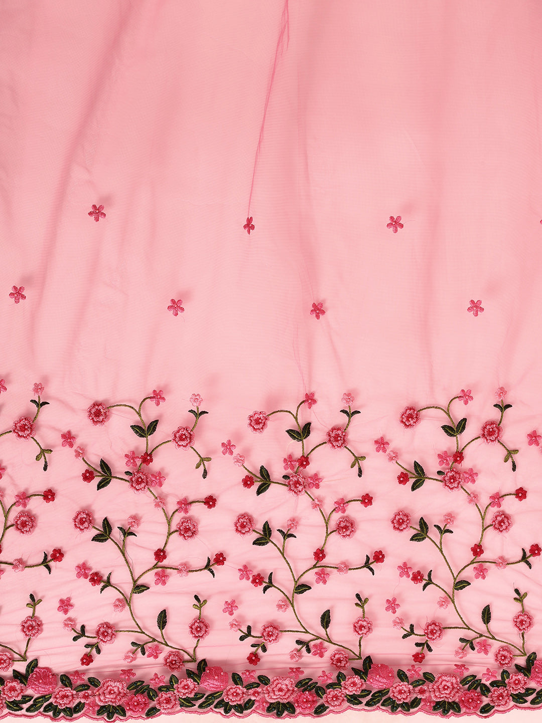 Tikhi Imli Pink & Green Beads and Stones Net Heavy Work Saree - Distacart