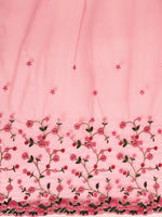 Thumbnail for Tikhi Imli Pink & Green Beads and Stones Net Heavy Work Saree - Distacart