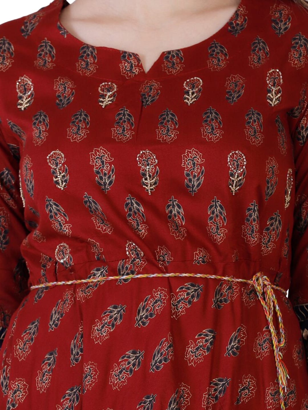 Kalini Women Maroon & Black Ethnic Motifs Printed Anarkali Kurta - Distacart