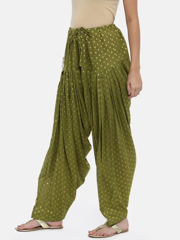 Souchii Olive Green Woven Design Patiala - Distacart