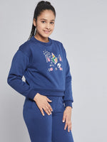 Thumbnail for Lyush Blue Fleece Glitter Print Sweatshirt For Girls - Distacart