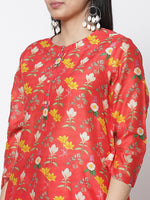 Thumbnail for Biba Women Red & Yellow Floral Printed Kurta with Palazzos - Distacart