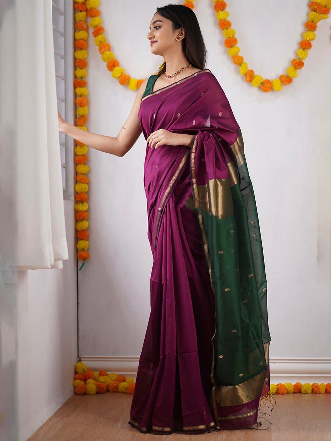 Kalini Silk Blend Kanjeevaram Saree - Distacart