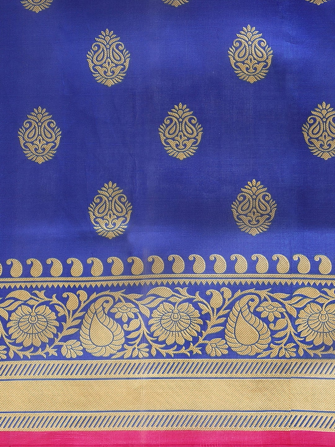 Saree Mall Pink & Blue Paisley Print Half & Half Saree - Distacart