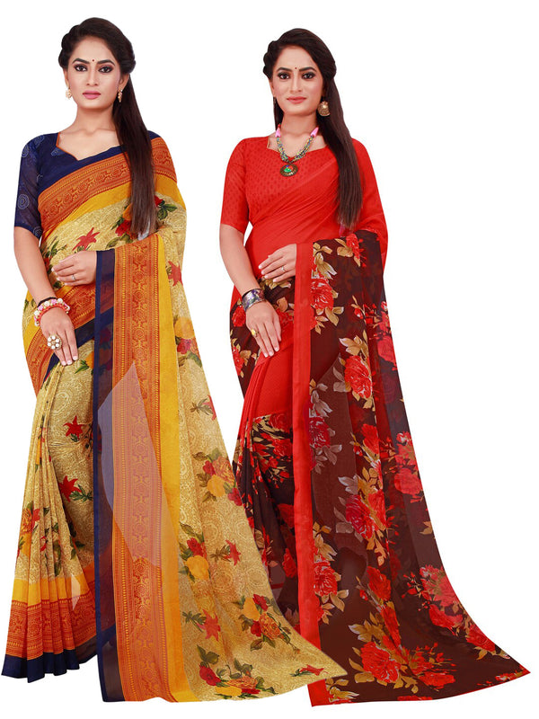 Kalini Pack Of 2 Pure Georgette Sarees - Distacart