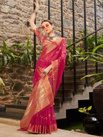 Thumbnail for Kalini Geometric Woven Design Zari Detail Saree - Distacart