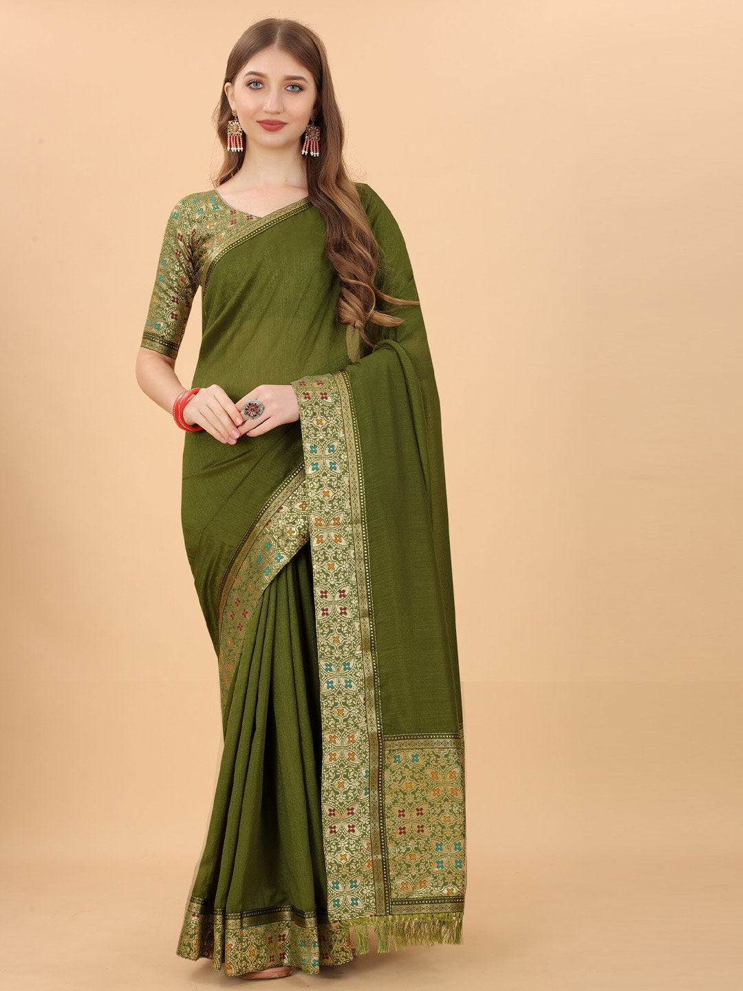 Kalini Sea Green & Gold-Toned Zari Pure Silk Saree - Distacart