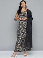 Thumbnail for HERE&NOW Women Floral Printed Regular Pure Cotton Kurta with Palazzos & Dupatta - Distacart