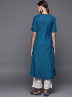 Thumbnail for Biba Women Teal Blue Solid A-Line Kurta - Distacart