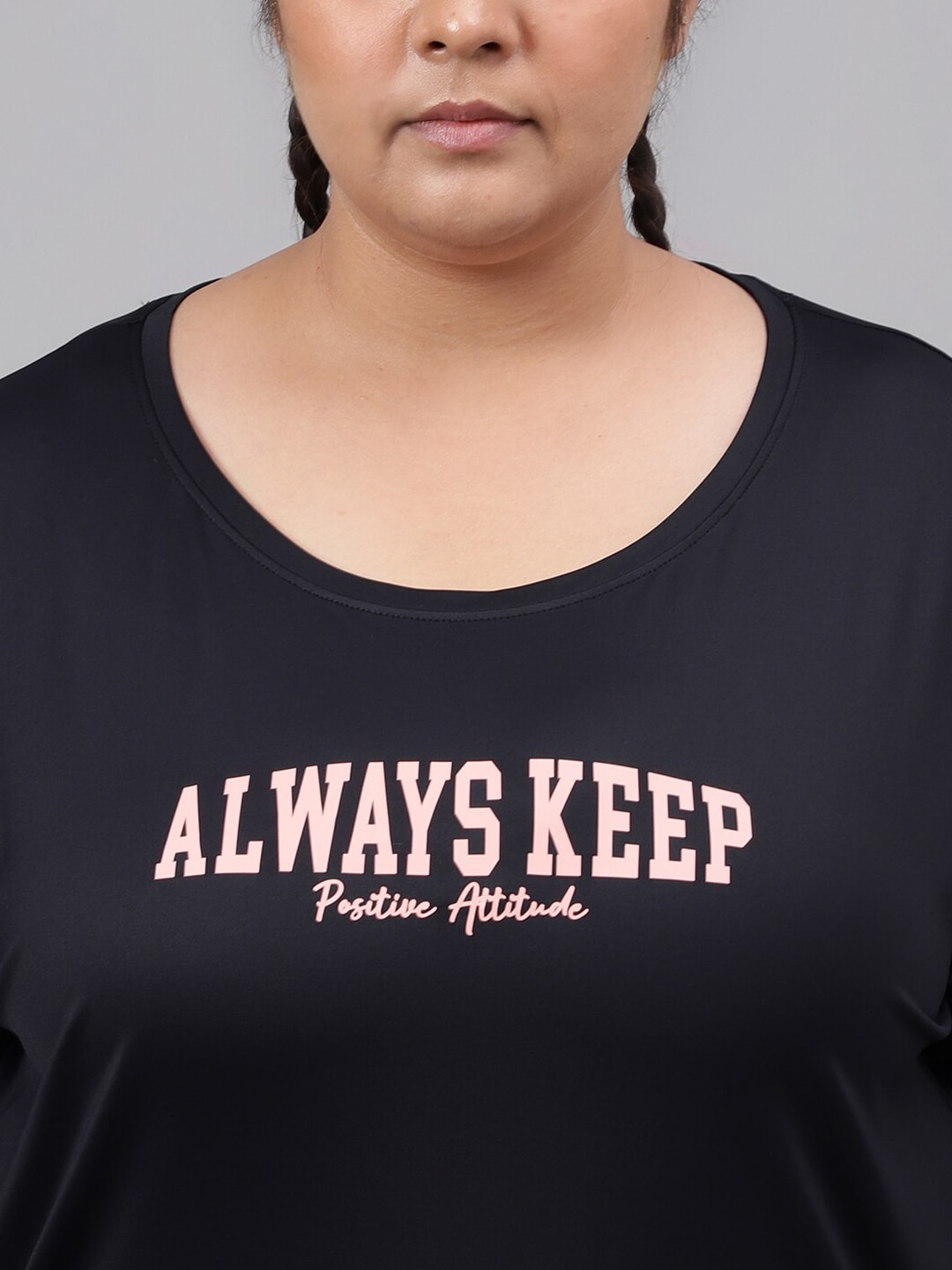 MKH Plus Size Typography Printed Relaxed Fit Dri FIT T-shirt - Distacart