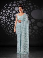 Thumbnail for Tikhi Imli Blue Woven Design Ready to Wear Saree - Distacart