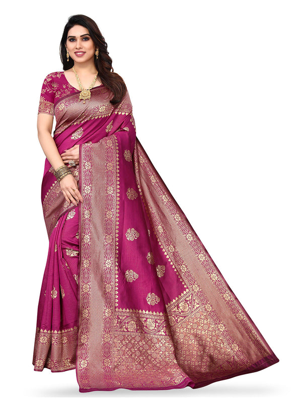 Kalini Floral Woven Design Zari Kanjeevaram Saree - Distacart