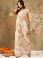 Thumbnail for Sangria Woven Design Organza Sarees - Distacart