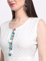 Thumbnail for Kalini Women White & Sea Green Ethnic Motifs Printed Anarkali Kurta - Distacart