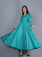 Thumbnail for Kalini Women Green Ethnic Motifs Embroidered Keyhole Neck Flared Sleeves Anarkali Kurta - Distacart