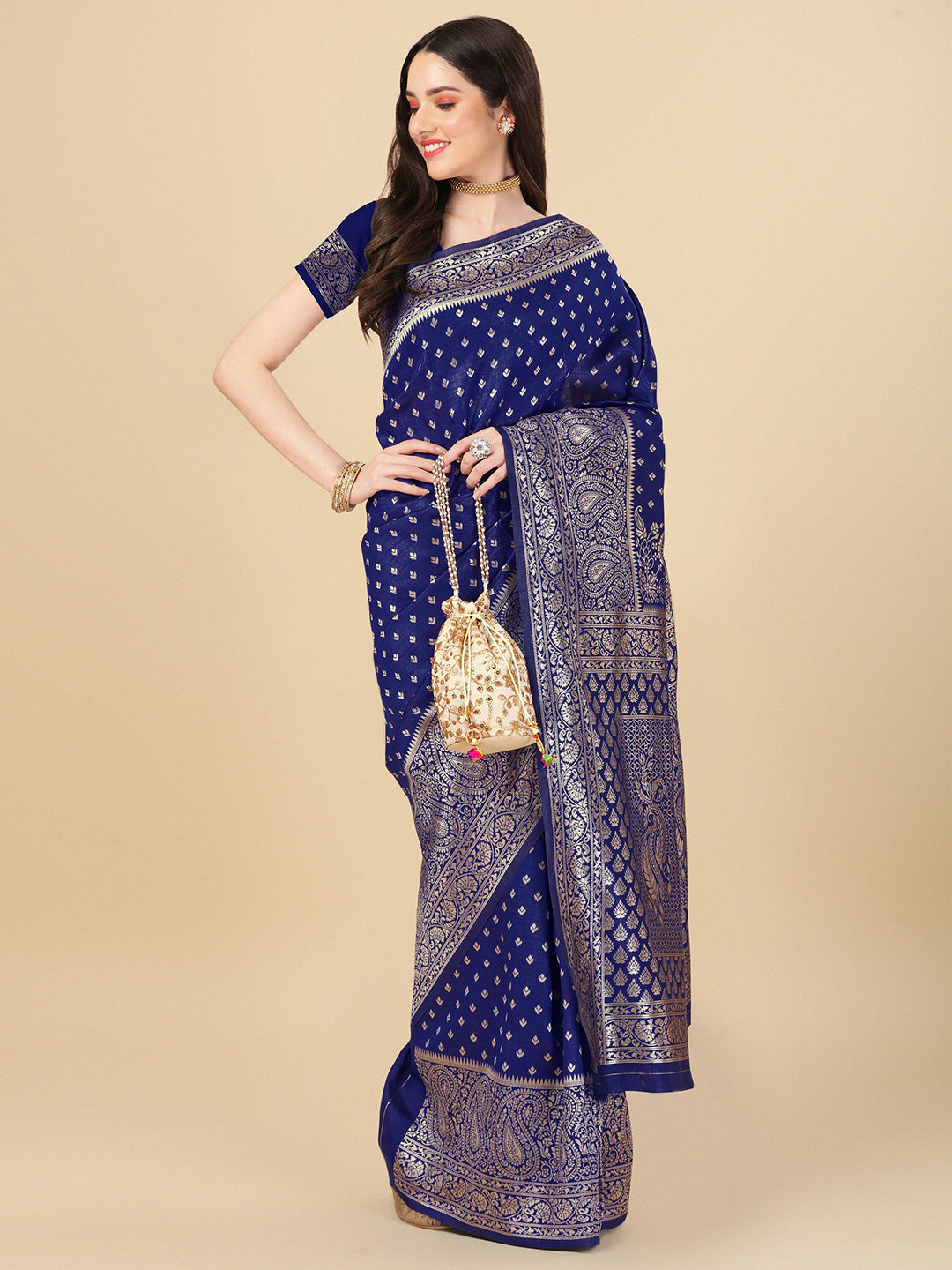 Kalini Ethnic Motifs Woven Design Zari Banarasi Saree - Distacart