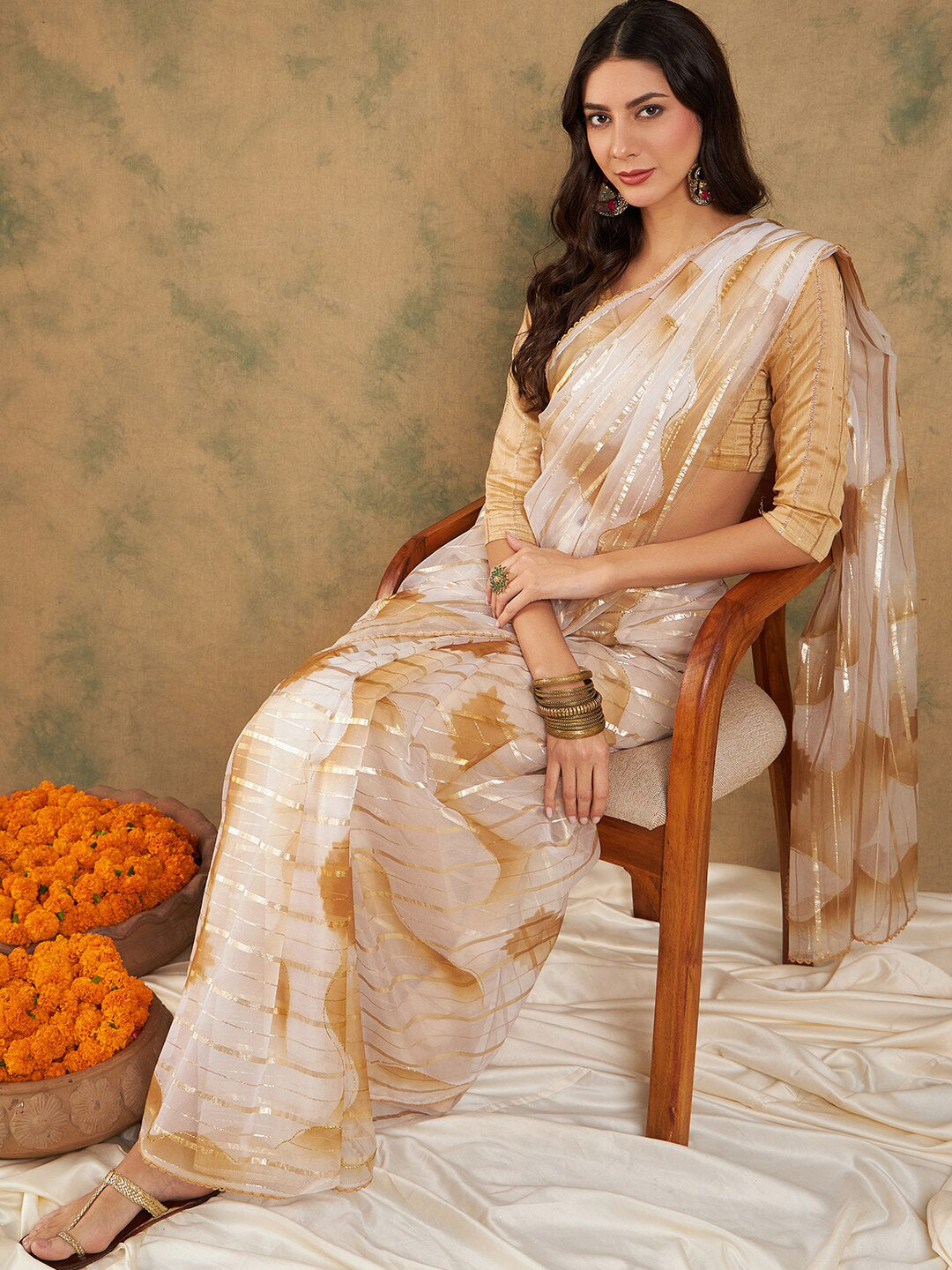 Sangria Woven Design Organza Sarees - Distacart