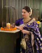 Thumbnail for DEIANA'S Beautiful Golden Jari with New Design Soft Lichi Silk Saree - Blue - Distacart