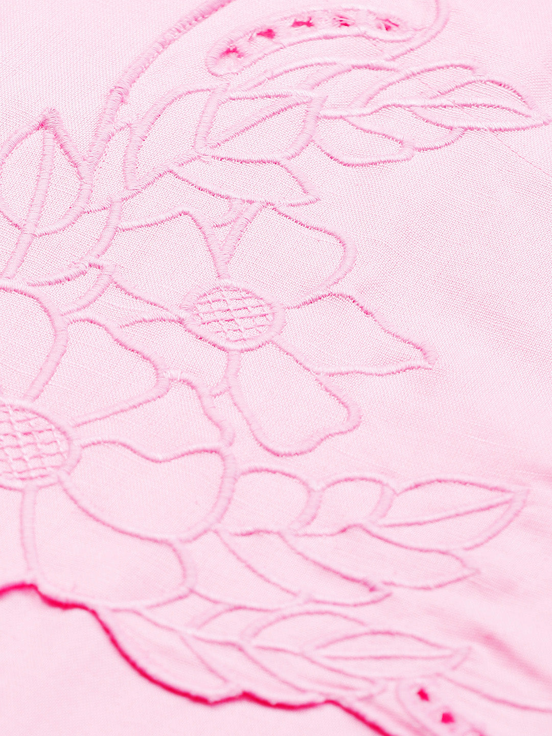 Biba Women Pink Embroidered Detail A-Line Kurta - Distacart