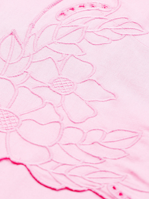 Biba Women Pink Embroidered Detail A-Line Kurta - Distacart