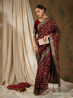 Thumbnail for Sangria Woven Design Zari Kanjeevaram Saree - Distacart