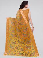 Thumbnail for Kalini Mustard & Blue Floral Bagh Saree - Distacart
