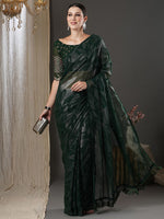Thumbnail for Saree Mall Green Abstract Printed Pure Georgette Saree - Distacart