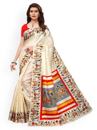 Kalini Off-White Khadi Silk Printed Khadi Saree - Distacart