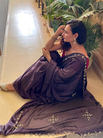 Thumbnail for Mitera Brown & Gold-Toned Floral Embroidered Saree - Distacart