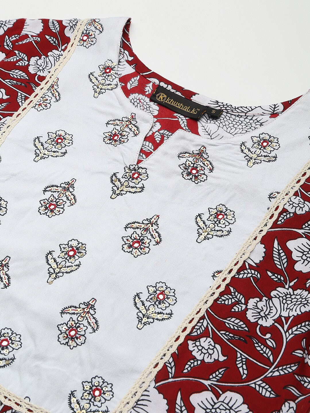 Khushal K Women Maroon Floral Printed Kurta with Palazzos - Distacart