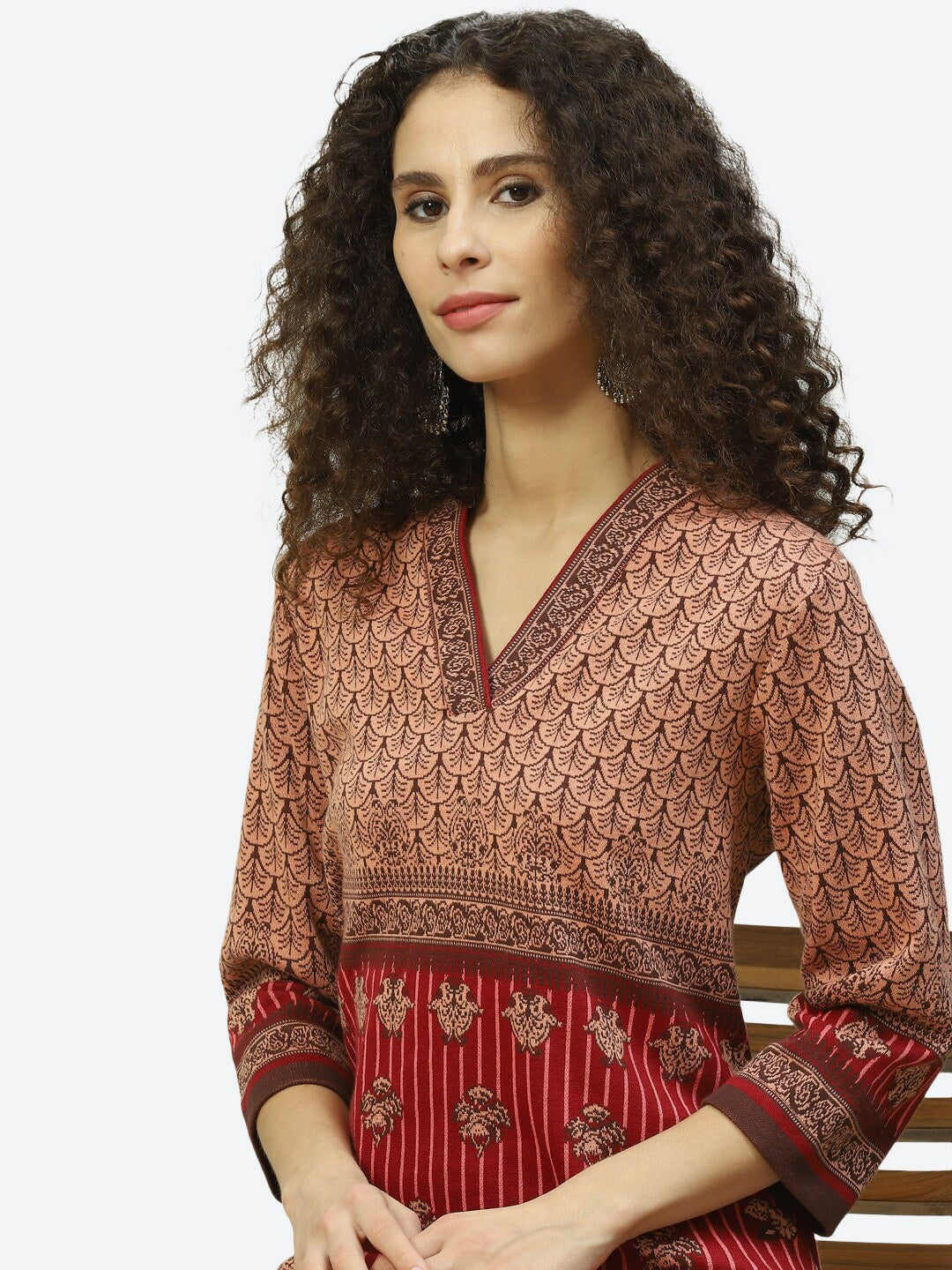 Biba Women Red Ethnic Motifs Printed Kurta - Distacart