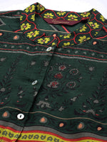 Thumbnail for Sangria Women Green & Yellow Pure Cotton Ethnic Motifs Printed A-Line Kurta - Distacart